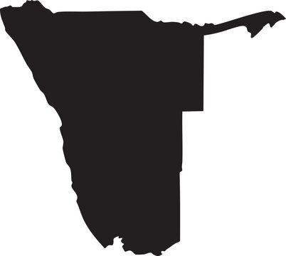 Namibia map silhouette a black outline vector graphic representing the countrys shape for travel or geographic concepts isolated on white