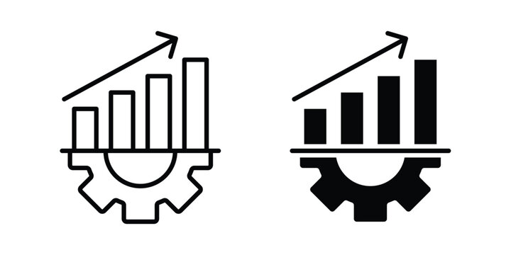 Business performance icon editable designs collection. black and white icons