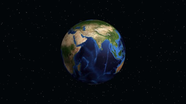 Earth Zoom Animation Focusing on Omsk Russia with Population Data Overlay