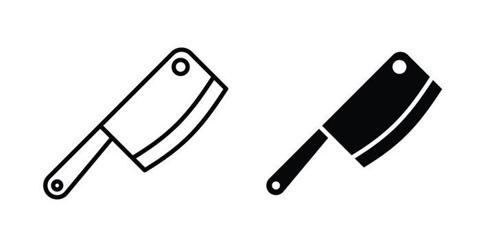 Butcher knife icon editable designs collection. black and white icons