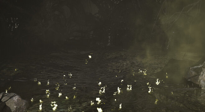 黒い樹海_闇沼に灯る微光