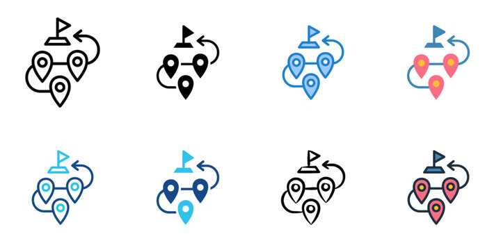 Milestone icons set multiple style collection. Editable stroke 
