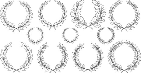 Collection of laurel and oak wreaths © miht3325