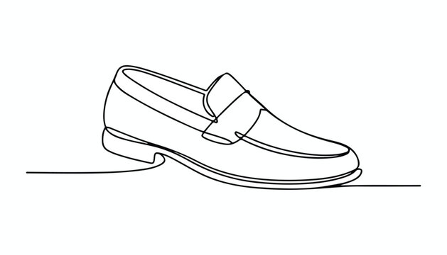 One continuous line illustration of an leather loafer , isolated on white background.