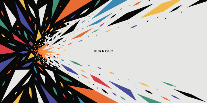 A vibrant vector graphic illustration representing burnout with a colorful abstract design