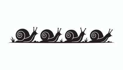 black and white silhouette set of snail very high quality vector illustration. © dinesh