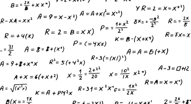 Handwritten mathematical equations and formulas