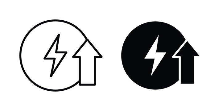 Energy increase icon editable designs collection. black and white icons