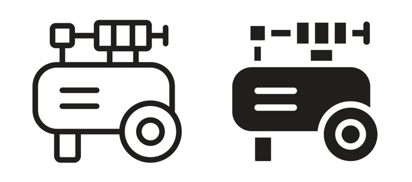 Air compressor icon symbol, black style vector icons pack