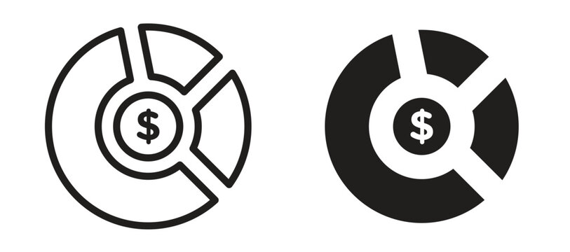 Asset allocation icon symbol, black style vector icons pack