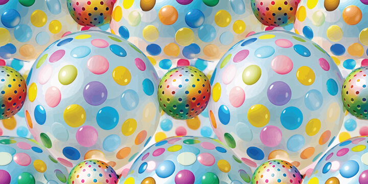Colorful polka dot spheres arranged in a vibrant, playful pattern Vector