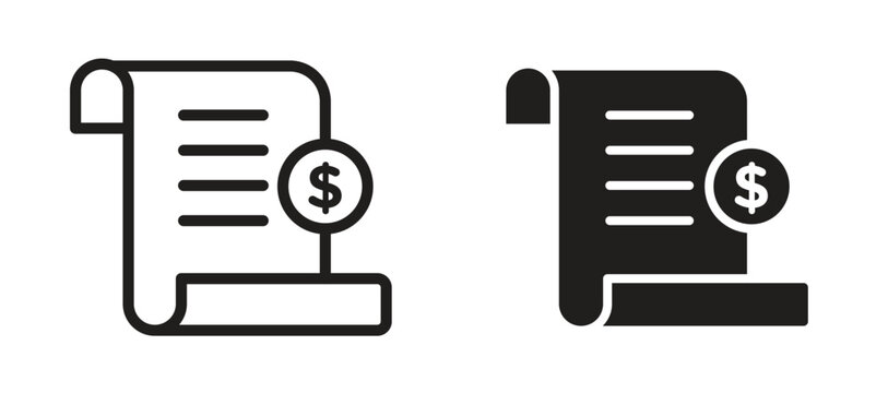 Bill paid icon symbol, black style vector icons pack