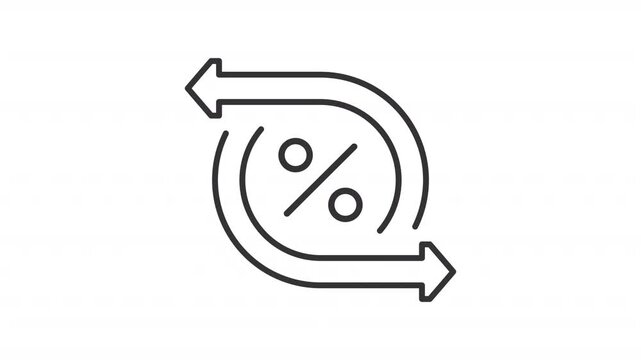 Animated tax refund line icon. Financial processes animation. Value change. Percentage sign. Mortgage refinancing system. Outline element on white background. HD video with alpha channel