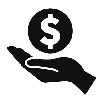 Vector graphic of a hand holding a dollar sign in a circular shape