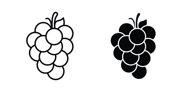 Grape icon editable designs collection. black and white icons