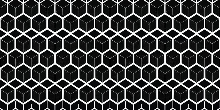 Complex geometric pattern composed of interlocking hexagonal and triangular shapes Vector