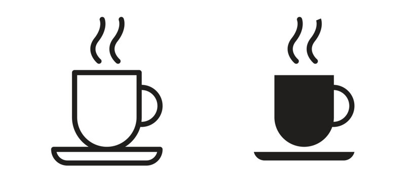 Coffee mug icon symbol, black style vector icons pack