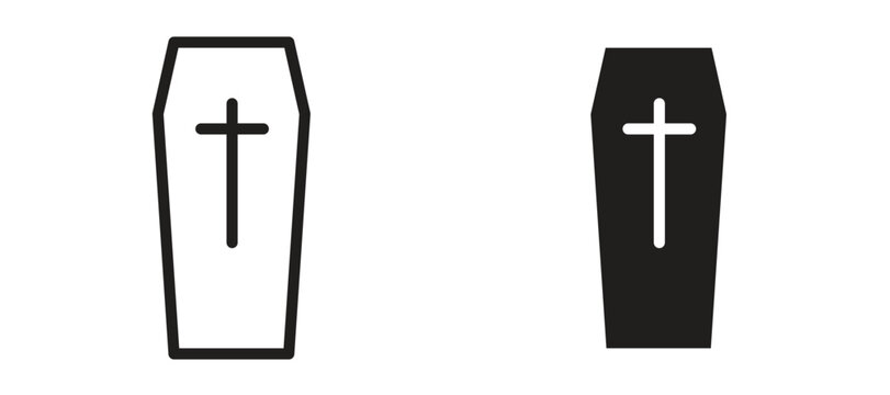 Coffin icon symbol, black style vector icons pack