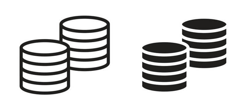 Coins stack icon symbol, black style vector icons pack