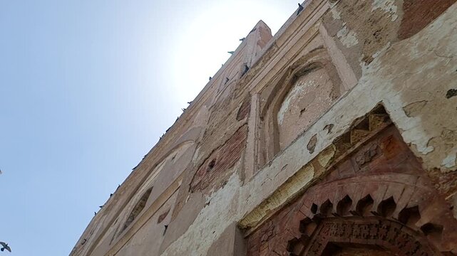 Slow Motion Video of Pigeons Flying at  Ancient Kabuli Bagh Masjid in Panipat India