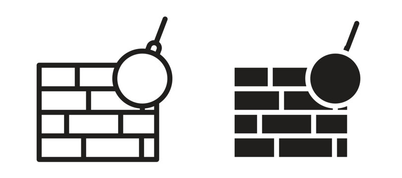 Demolition icon symbol, black style vector icons pack
