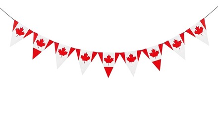 Obraz premium Canada day celebration festive red and white maple leaf bunting