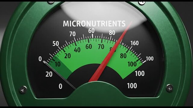 Precision gauge indicating optimal micronutrient levels, symbolizing robust health, balanced nutrition, and comprehensive wellness assessment