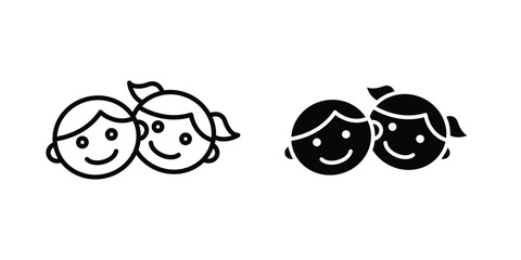 Kids and child friendly icon editable designs collection. black and white icons © Annimo