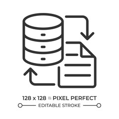 Data migration line icon. Documentation backup. Database management, information processing. Digital integration. Isolated vector illustration. Outline symbol. Simple linear drawing. Editable stroke © IMG visuals icons