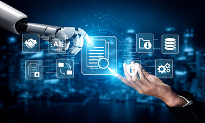 Obraz premium Artificial intelligence enhances document management and AI integration to strengthen security and file organization Parse