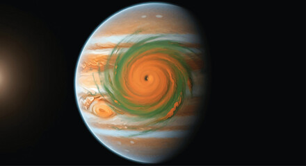 Jupiter Planet with Swirling Storm in Space © Yasmeen 