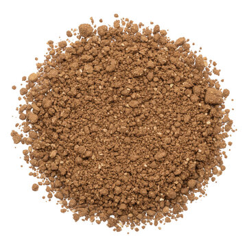 Pile of brown granulated soil or powder isolated on a transparent background