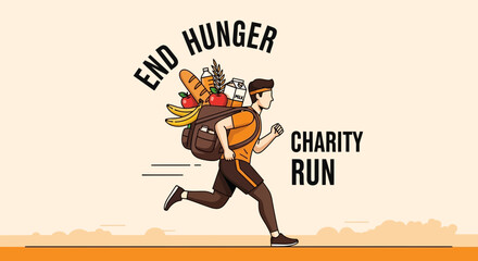 Fototapeta premium Charity Run Depicts The Act Of Alleviating Food Shortage For Those In Need and Reducing Hunger