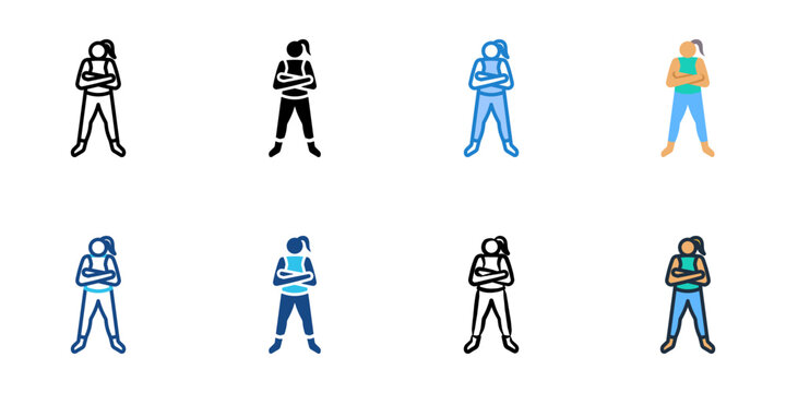 Confidence icons set multiple style collection. Editable stroke 
