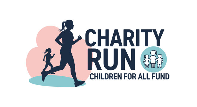 Charity Run Event for Children Fund, Silhouette Runners and Community Concept