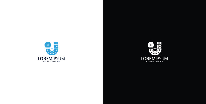 smart bulb technology logo design, bulb logo design initial U creative bulb logo ideas