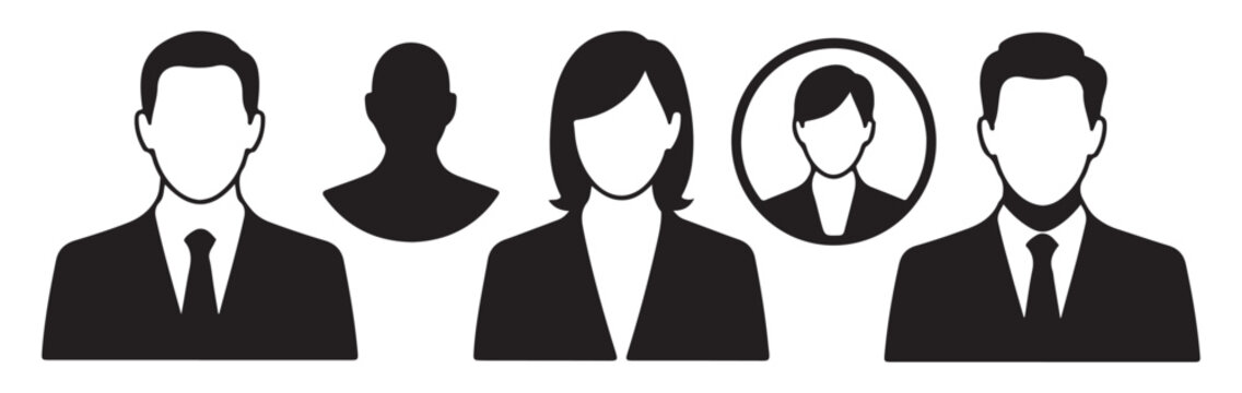 Business people vector avatar set, user profile picture, social media profile photo, man and woman.