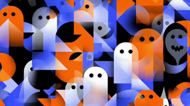 A modern, abstract 3D seamless pattern using only geometric shapes to create the figures.