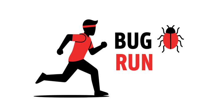 Conceptual Illustration Depicting Bug Run And Person Speeding Away From Insect Problems