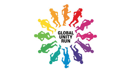 Fototapeta premium Colorful Runners In A Circle Representing Global Unity During An Event Competition Theme