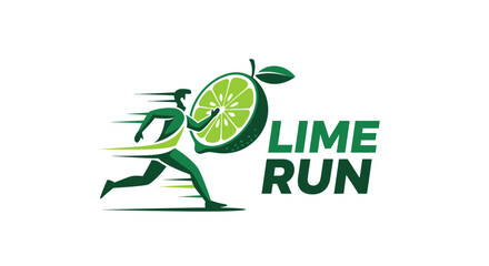 Obraz premium Creative Lime Run Logo Illustrating Freshness, Fitness, And Energetic Movement Concept