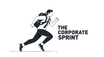 Obraz premium Corporate Athlete Demonstrates The Pursuit Of Ambition And Business Sprinting Towards Success