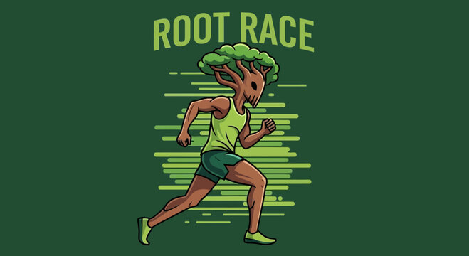 Creative Plant-Based Runner Illustration Championing Nature and Competitive Athletics