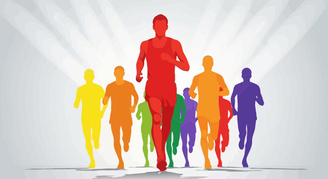 Diverse Group of Runners Competing in a Vibrant Race Event