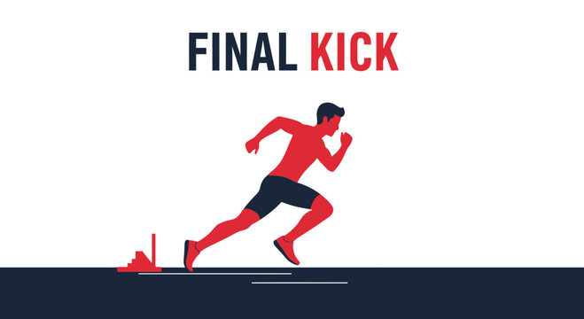 Dynamic Athlete Reaching Finish Line With Powerful Final Push