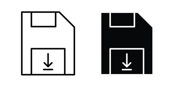 Save file icon editable designs collection. black and white icons