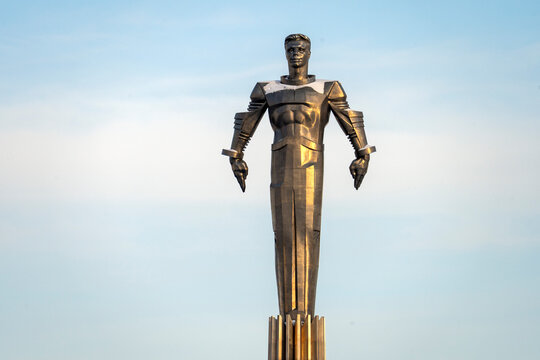 Moscow January 26 2026, Cosmonaut titan statue Gagarin. High quality photo
