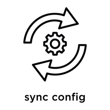 Sync config icon with gear symbol for system settings and data synchronization preferences