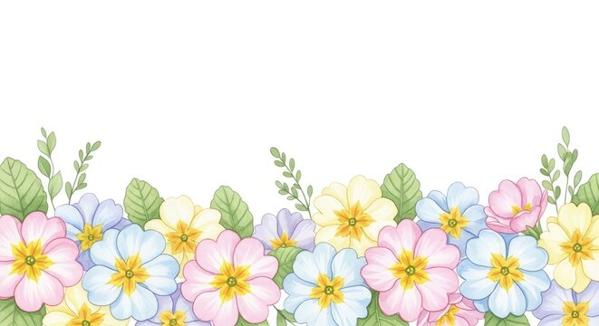Soft watercolor primroses in pastel colors on white background mother's day background wallpaper poster banner download 2026 2027 1