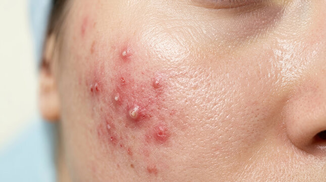 Acne skin inflammation healthy barrier face cheek blemish